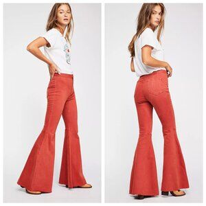 Free People We The Free Just Float On Flare Jeans Bell Bottom Terracotta Red 28